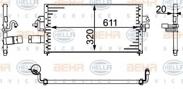 HELLA 8FC 351 037-061 Конденсатор, кондиционер для NISSAN PRIMERA (Ниссан Примера) HELLA 8FC 351 037-061 Конденсатор, кондиционер для NISSAN PRIMERA (Ниссан Примера)