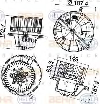 HELLA 8EW 351 043-211 Вентилятор салона для VOLKSWAGEN JETTA I (Фольксваген Жэтта и) HELLA 8EW 351 043-211 Вентилятор салона для VOLKSWAGEN JETTA I (Фольксваген Жэтта и)