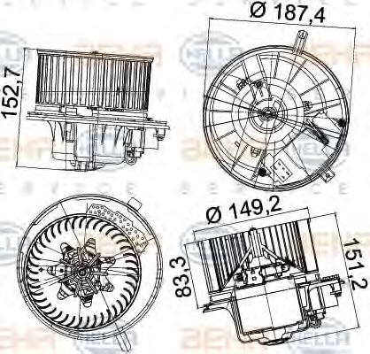 HELLA 8EW 351 043-221 Вентилятор салона для VOLKSWAGEN JETTA I (Фольксваген Жэтта и) HELLA 8EW 351 043-221 Вентилятор салона для VOLKSWAGEN JETTA I (Фольксваген Жэтта и)
