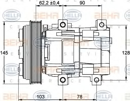 HELLA 8FK 351 113-101 Компрессор, кондиционер для FORD MONDEO (Форд Мондэо) HELLA 8FK 351 113-101 Компрессор, кондиционер для FORD MONDEO (Форд Мондэо)