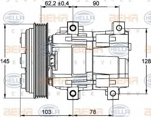 HELLA 8FK 351 113-171 Компрессор, кондиционер для FORD FIESTA (Форд Фиэста) HELLA 8FK 351 113-171 Компрессор, кондиционер для FORD FIESTA (Форд Фиэста)