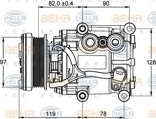 HELLA 8FK 351 113-311 Компрессор, кондиционер для FORD FIESTA V (Форд Фиеста 5) HELLA 8FK 351 113-311 Компрессор, кондиционер для FORD FIESTA V (Форд Фиеста 5)