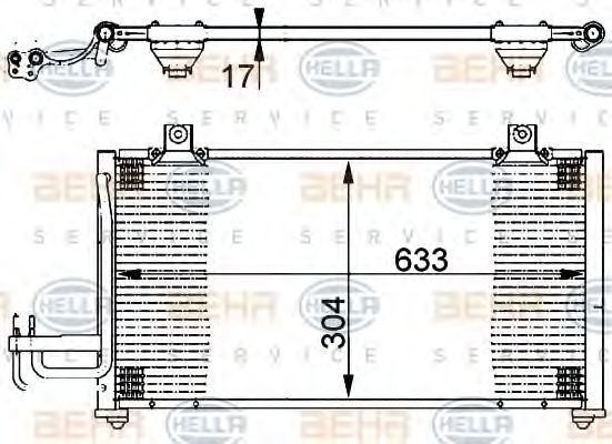 HELLA 8FC 351 302-131 Конденсатор, кондиционер для KIA MENTOR (Киа Мэнтор) HELLA 8FC 351 302-131 Конденсатор, кондиционер для KIA MENTOR (Киа Мэнтор)