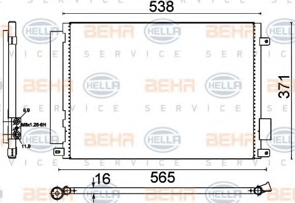 HELLA 8FC 351 310-671 Конденсатор, кондиционер для FIAT 500 (Фиат 500) HELLA 8FC 351 310-671 Конденсатор, кондиционер для FIAT 500 (Фиат 500)