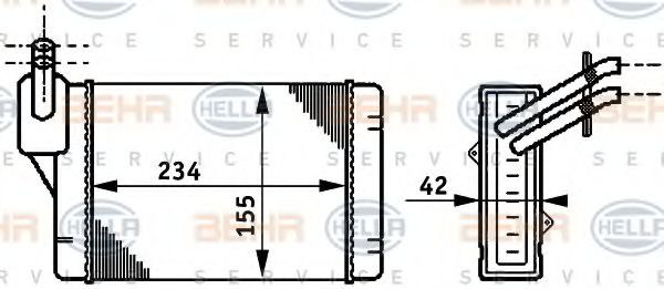 HELLA 8FH 351 311-011 Теплообменник, отопление салона для VOLKSWAGEN JETTA II (Фольксваген Жэтта 2) HELLA 8FH 351 311-011 Теплообменник, отопление салона для VOLKSWAGEN JETTA II (Фольксваген Жэтта 2)