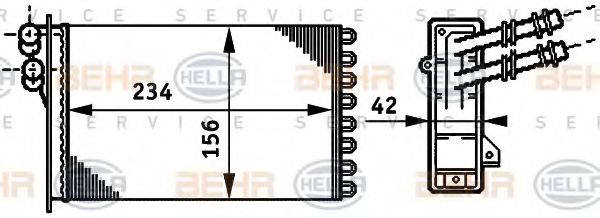 HELLA 8FH 351 311-021 Теплообменник, отопление салона для AUDI TT (Ауди Тт) HELLA 8FH 351 311-021 Теплообменник, отопление салона для AUDI TT (Ауди Тт)
