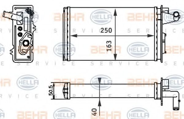 HELLA 8FH 351 313-041 Теплообменник, отопление салона для FIAT TEMPRA (Фиат Тэмпра) HELLA 8FH 351 313-041 Теплообменник, отопление салона для FIAT TEMPRA (Фиат Тэмпра)