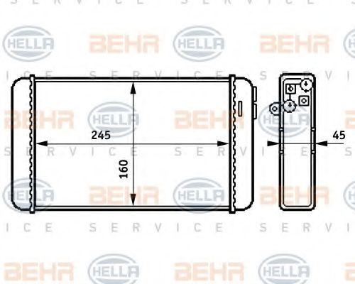 HELLA 8FH 351 313-281 Теплообменник, отопление салона для OPEL OMEGA A (Опель Омэга а) HELLA 8FH 351 313-281 Теплообменник, отопление салона для OPEL OMEGA A (Опель Омэга а)