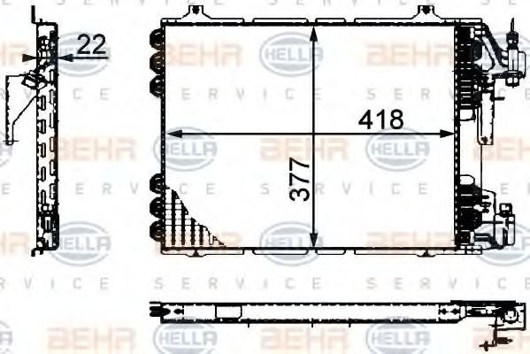 HELLA 8FC 351 317-281 Конденсатор, кондиционер для RENAULT CLIO I (Рено Cлио и) HELLA 8FC 351 317-281 Конденсатор, кондиционер для RENAULT CLIO I (Рено Cлио и)