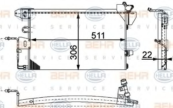 HELLA 8FC 351 317-311 Конденсатор, кондиционер для FORD FIESTA (Форд Фиэста) HELLA 8FC 351 317-311 Конденсатор, кондиционер для FORD FIESTA (Форд Фиэста)