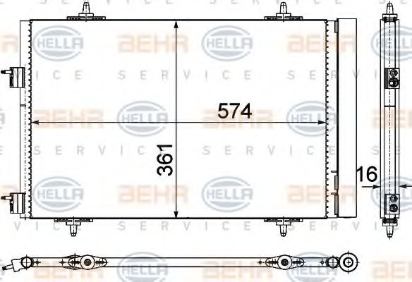 HELLA 8FC 351 319-441 Конденсатор, кондиционер для PEUGEOT (Пежо) HELLA 8FC 351 319-441 Конденсатор, кондиционер для PEUGEOT (Пежо)