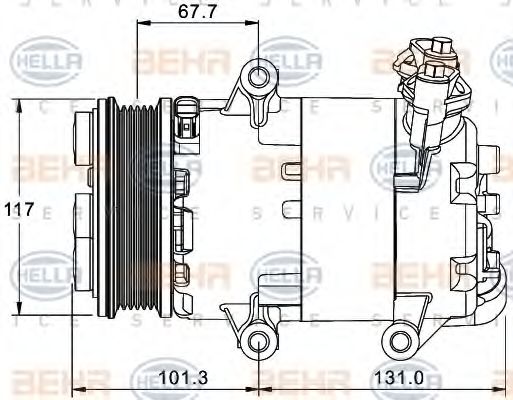 HELLA 8FK 351 334-041 Компрессор, кондиционер 