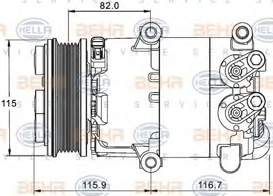 HELLA 8FK 351 334-061 Компрессор, кондиционер 