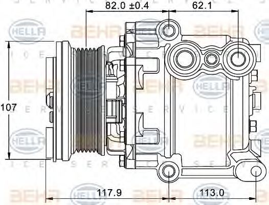 HELLA 8FK 351 334-081 Компрессор, кондиционер 