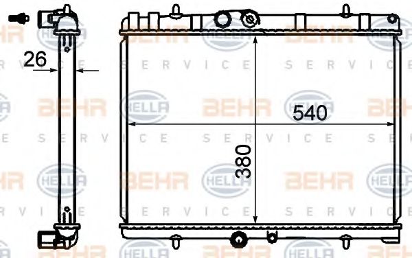 HELLA 8MK 376 700-521 Радиатор, охлаждение двигателя для PEUGEOT (Пежо) HELLA 8MK 376 700-521 Радиатор, охлаждение двигателя для PEUGEOT (Пежо)