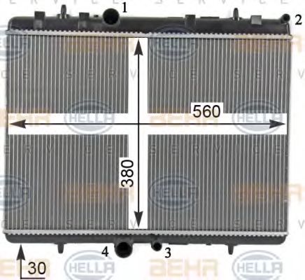 HELLA 8MK 376 700-531 Радиатор, охлаждение двигателя для PEUGEOT 407 (Пежо 407) HELLA 8MK 376 700-531 Радиатор, охлаждение двигателя для PEUGEOT 407 (Пежо 407)