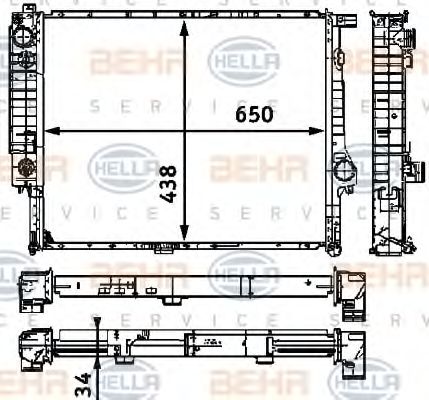 HELLA 8MK 376 711-501 Радиатор, охлаждение двигателя для BMW 7 (Бмв 7) HELLA 8MK 376 711-501 Радиатор, охлаждение двигателя для BMW 7 (Бмв 7)