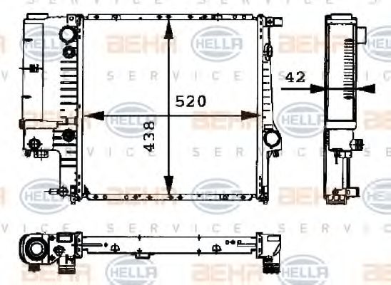 HELLA 8MK 376 712-221 Радиатор, охлаждение двигателя для BMW 5 (Бмв 5) HELLA 8MK 376 712-221 Радиатор, охлаждение двигателя для BMW 5 (Бмв 5)