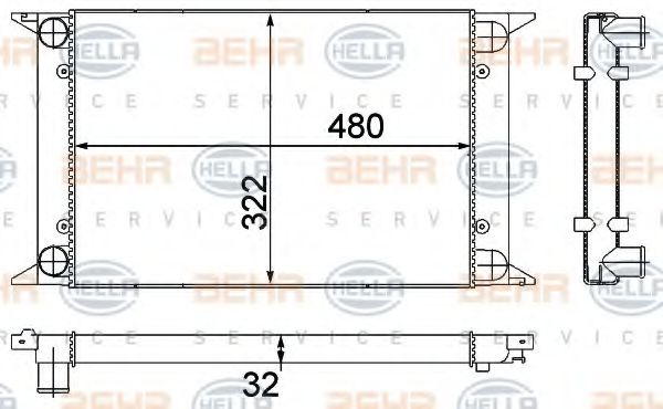 HELLA 8MK 376 715-131 Радиатор, охлаждение двигателя для VOLKSWAGEN SCIROCCO (Фольксваген Сcироccо) HELLA 8MK 376 715-131 Радиатор, охлаждение двигателя для VOLKSWAGEN SCIROCCO (Фольксваген Сcироccо)