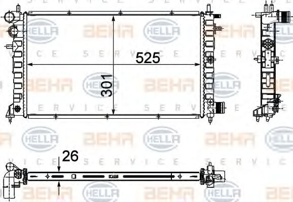HELLA 8MK 376 716-461 Радиатор, охлаждение двигателя для PEUGEOT (Пежо) HELLA 8MK 376 716-461 Радиатор, охлаждение двигателя для PEUGEOT (Пежо)