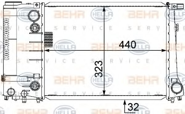 HELLA 8MK 376 717-471 Радиатор, охлаждение двигателя для BMW 5 (Бмв 5) HELLA 8MK 376 717-471 Радиатор, охлаждение двигателя для BMW 5 (Бмв 5)