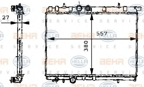 HELLA 8MK 376 717-531 Радиатор, охлаждение двигателя для PEUGEOT (Пежо) HELLA 8MK 376 717-531 Радиатор, охлаждение двигателя для PEUGEOT (Пежо)