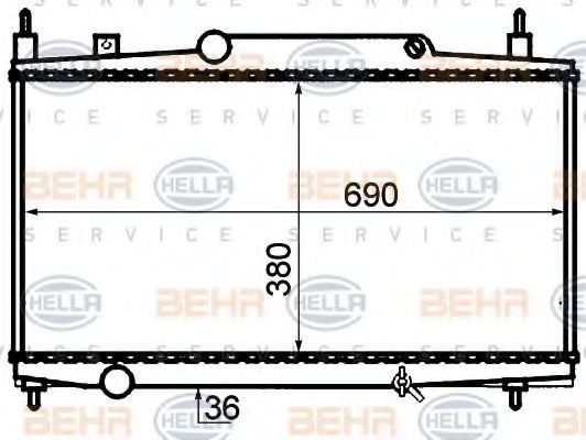 HELLA 8MK 376 717-581 Радиатор, охлаждение двигателя для PEUGEOT (Пежо) HELLA 8MK 376 717-581 Радиатор, охлаждение двигателя для PEUGEOT (Пежо)