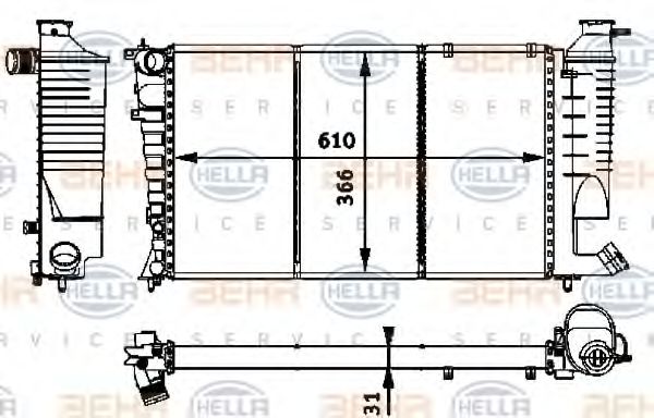 HELLA 8MK 376 717-651 Радиатор, охлаждение двигателя 