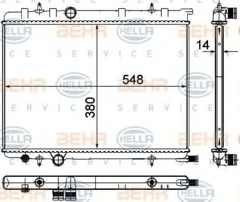 HELLA 8MK 376 718-051 Радиатор, охлаждение двигателя для PEUGEOT (Пежо) HELLA 8MK 376 718-051 Радиатор, охлаждение двигателя для PEUGEOT (Пежо)