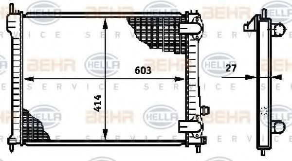 HELLA 8MK 376 719-281 Радиатор, охлаждение двигателя для PEUGEOT (Пежо) HELLA 8MK 376 719-281 Радиатор, охлаждение двигателя для PEUGEOT (Пежо)