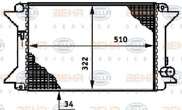 HELLA 8MK 376 719-371 Радиатор, охлаждение двигателя 