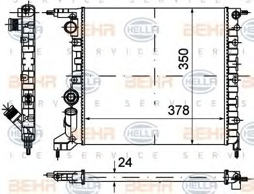HELLA 8MK 376 720-021 Радиатор, охлаждение двигателя для RENAULT CLIO I (Рено Cлио и) HELLA 8MK 376 720-021 Радиатор, охлаждение двигателя для RENAULT CLIO I (Рено Cлио и)