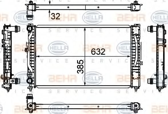 HELLA 8MK 376 720-591 Радиатор, охлаждение двигателя для AUDI A4 (Ауди А4) HELLA 8MK 376 720-591 Радиатор, охлаждение двигателя для AUDI A4 (Ауди А4)