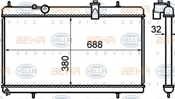 HELLA 8MK 376 732-751 Радиатор, охлаждение двигателя для CITROëN (Cитроëн) HELLA 8MK 376 732-751 Радиатор, охлаждение двигателя для CITROëN (Cитроëн)