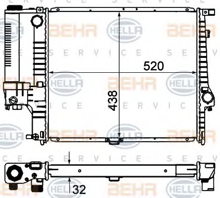 HELLA 8MK 376 735-351 Радиатор, охлаждение двигателя для BMW 5 (Бмв 5) HELLA 8MK 376 735-351 Радиатор, охлаждение двигателя для BMW 5 (Бмв 5)