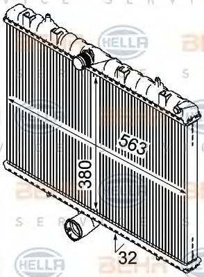 HELLA 8MK 376 745-131 Радиатор, охлаждение двигателя для PEUGEOT (Пежо) HELLA 8MK 376 745-131 Радиатор, охлаждение двигателя для PEUGEOT (Пежо)