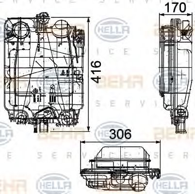 HELLA 8MA 376 753-781 Компенсационный бак, охлаждающая жидкость для IVECO EUROTRAKKER (Ивеко Эуротраккэр)