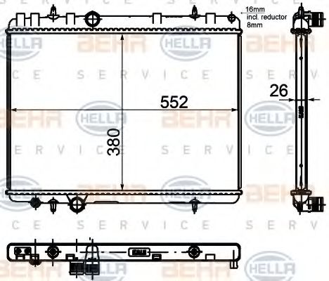 HELLA 8MK 376 755-331 Радиатор, охлаждение двигателя для PEUGEOT 407 (Пежо 407) HELLA 8MK 376 755-331 Радиатор, охлаждение двигателя для PEUGEOT 407 (Пежо 407)