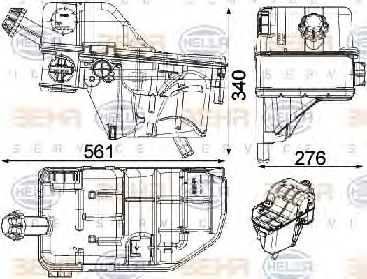 HELLA 8MA 376 756-721 Компенсационный бак, охлаждающая жидкость для MERCEDES-BENZ CITARO (Мэрcэдэс-бэнз Cитаро)