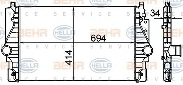HELLA 8ML 376 760-641 Интеркулер для VOLKSWAGEN T4 MULTIVAN (Фольксваген Т4 мултиvан) HELLA 8ML 376 760-641 Интеркулер для VOLKSWAGEN T4 MULTIVAN (Фольксваген Т4 мултиvан)