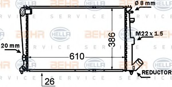 HELLA 8MK 376 766-721 Радиатор, охлаждение двигателя для CITROëN (Cитроëн) HELLA 8MK 376 766-721 Радиатор, охлаждение двигателя для CITROëN (Cитроëн)