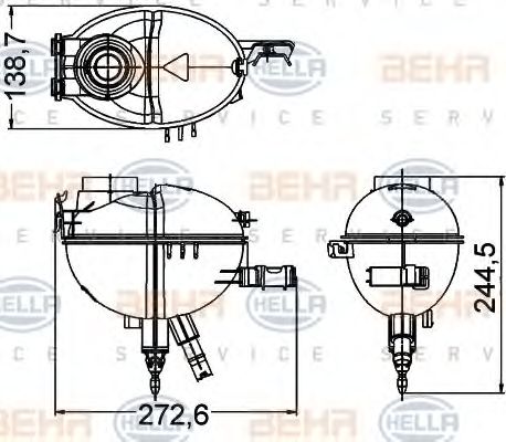 HELLA 8MA 376 789-771 Компенсационный бак, охлаждающая жидкость для MERCEDES-BENZ GLK-CLASS (Мэрcэдэс-бэнз Глк-cласс)