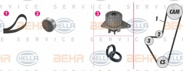 HELLA 8MP 376 800-871 Комплект ремня ГРМ для PEUGEOT 206 (Пежо 206) HELLA 8MP 376 800-871 Комплект ремня ГРМ для PEUGEOT 206 (Пежо 206)