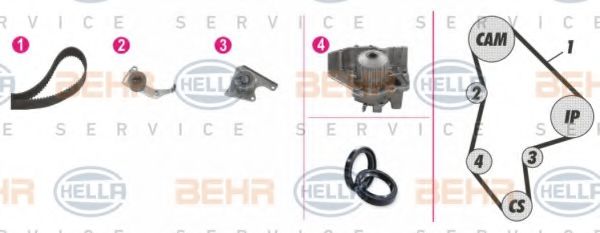 HELLA 8MP 376 804-811 Комплект ремня ГРМ для PEUGEOT EXPERT (Пежо Эxпэрт) HELLA 8MP 376 804-811 Комплект ремня ГРМ для PEUGEOT EXPERT (Пежо Эxпэрт)