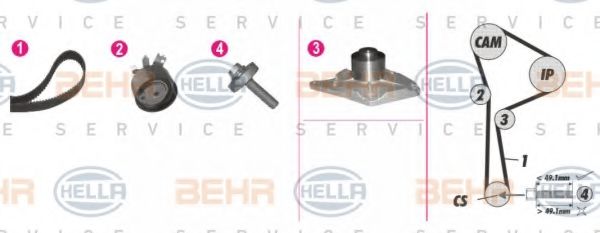 HELLA 8MP 376 814-821 Комплект ремня ГРМ для RENAULT KANGOO (Рено Кангу) HELLA 8MP 376 814-821 Комплект ремня ГРМ для RENAULT KANGOO (Рено Кангу)