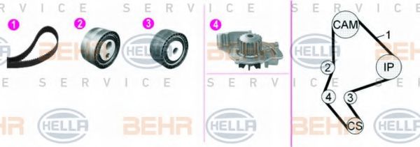 HELLA 8MP 376 817-811 Комплект ремня ГРМ для PEUGEOT 607 (Пежо 607) HELLA 8MP 376 817-811 Комплект ремня ГРМ для PEUGEOT 607 (Пежо 607)