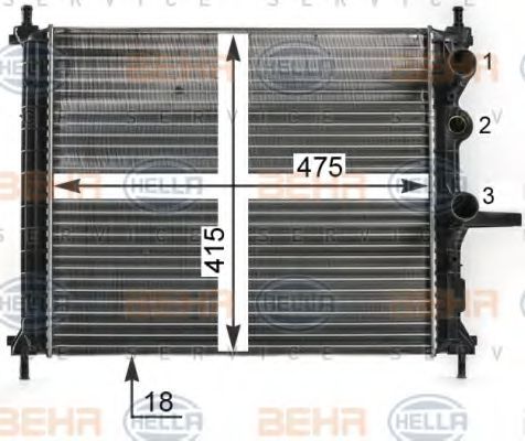 HELLA 8MK 376 900-091 Радиатор, охлаждение двигателя для FIAT MAREA (Фиат Мареа) HELLA 8MK 376 900-091 Радиатор, охлаждение двигателя для FIAT MAREA (Фиат Мареа)