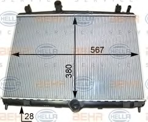 HELLA 8MK 376 910-201 Радиатор, охлаждение двигателя для PEUGEOT (Пежо) HELLA 8MK 376 910-201 Радиатор, охлаждение двигателя для PEUGEOT (Пежо)