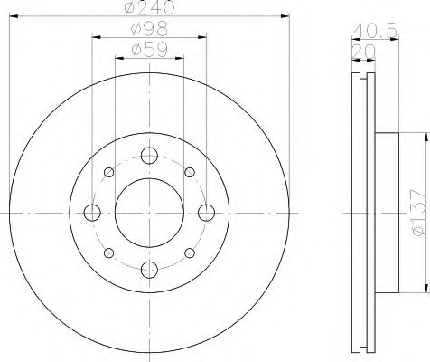 HELLA 8DD 355 109-111 Тормозной диск для FIAT 500 C (Фиат 500 c) HELLA 8DD 355 109-111 Тормозной диск для FIAT 500 C (Фиат 500 c)