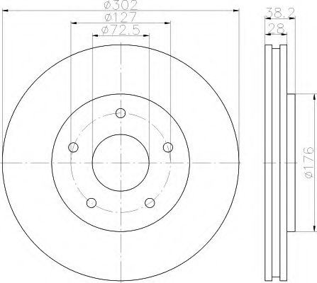 HELLA 8DD 355 115-841 Тормозной диск для DODGE JOURNEY (Додж Жоурнэъ) HELLA 8DD 355 115-841 Тормозной диск для DODGE JOURNEY (Додж Жоурнэъ)